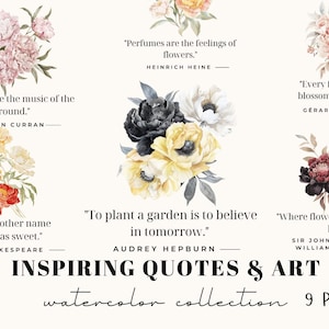 9 Inspirational Flower Quotes, Digital Stickers