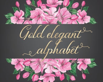 Gold Foil Alphabet, Gold Letters Clipart, Decorative Alphabet
