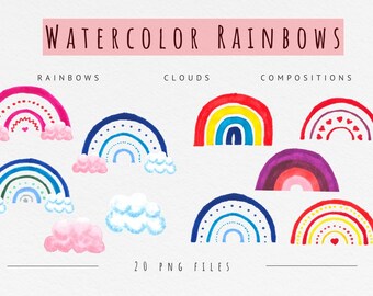 Nursery Rainbows Clipart, Nursery Prints, Rainbow Clipart, Rainbow Baby Shower, Baby Shower Gifts