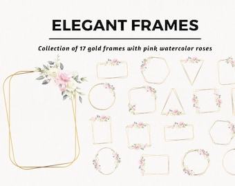 Geometric Frames, Watercolor Frames, Delicate Flowers