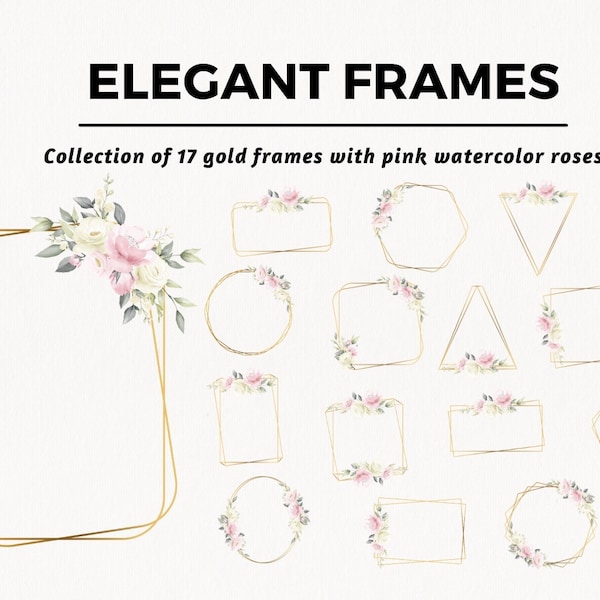 Geometric Frames, Watercolor Frames, Delicate Flowers
