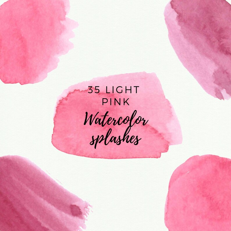 Light Pink Watercolor splash clipart, Pink watercolor brush strokes, Watercolor splotches, Logo watercolor elements image 1