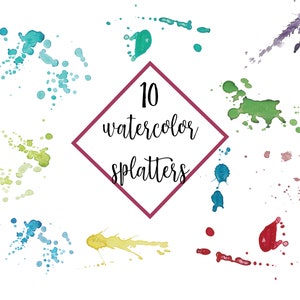 Watercolor Splashes Clipart, Paint Splatter, Digital Download, Junk Journal, Scrapbooking, Digital Planner, Instant download