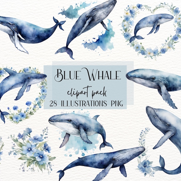 Watercolor Blue Whale, Nursery Decor, Baby Wall Art, Ocean Whale Clipart