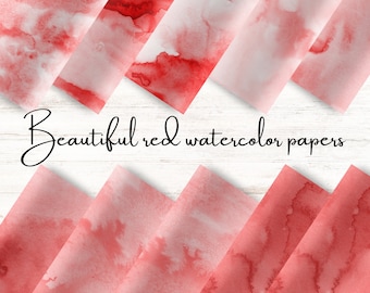 Red Watercolor Paper Textures: Valentine's Day Digital Paper (JPG)