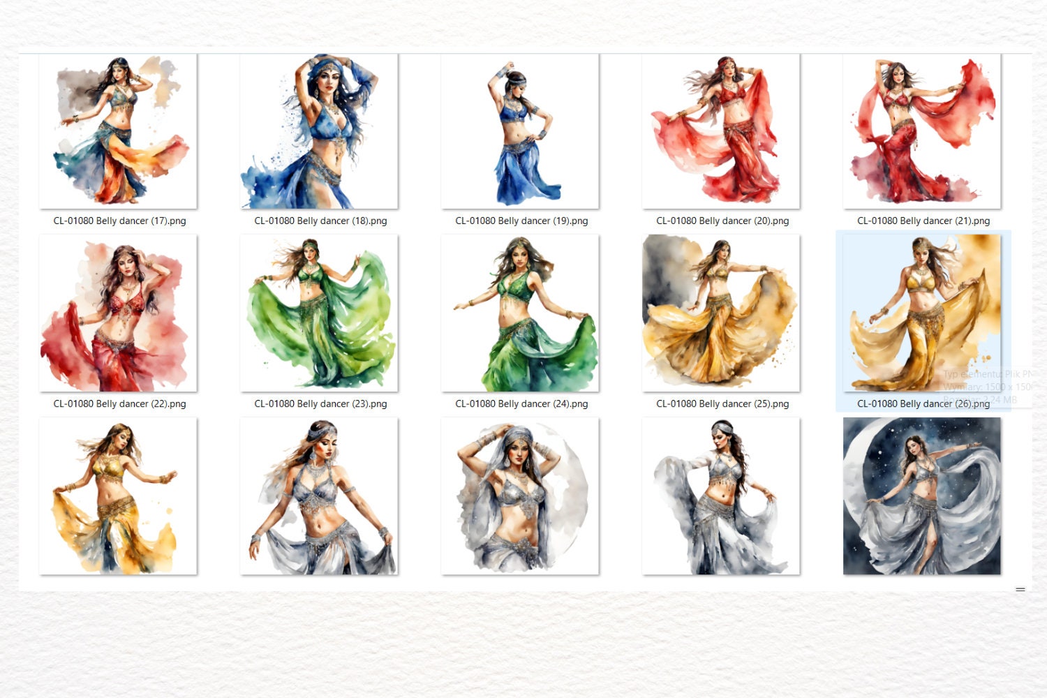 ベリーダンスの水彩画クリップアート:アラビアンナイトのイラスト ベリーダンスの水彩画クリップアート:アラビアンナイトのイラスト