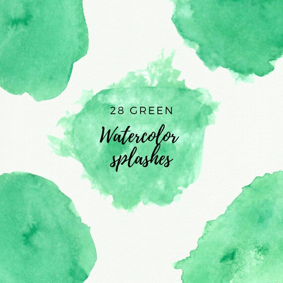 Green Watercolor Splash Clipart Green Watercolor Brush Etsy