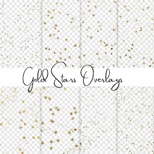 Gold Glitter Stars Overlays