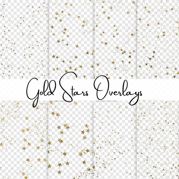 Gold Glitter Stars Overlays