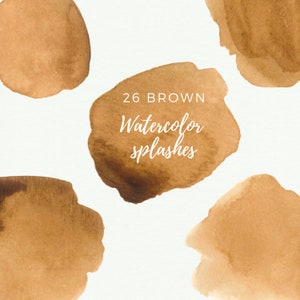 Brown Watercolor splash clipart, Brown watercolor brush strokes, Watercolor splotches, Logo watercolor elements