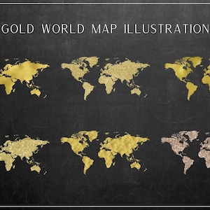 Gouden Wereldkaart Illustraties