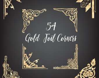 Gold Foil Corners, Golden Borders, Gold Foil Dividers, Decorative Gold Dividers