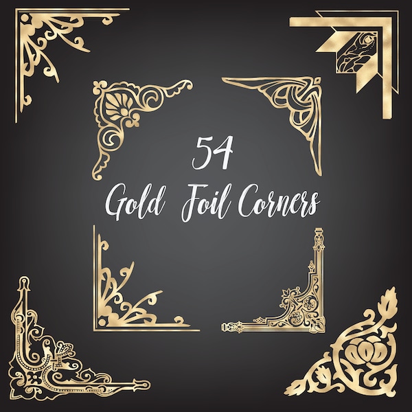 Gold Foil Corners, Golden Borders, Gold Foil Dividers, Decorative Gold Dividers