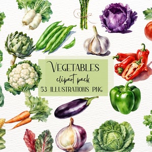 Aquarelle de légumes, clipart végétarien, graphique d'aliments sains