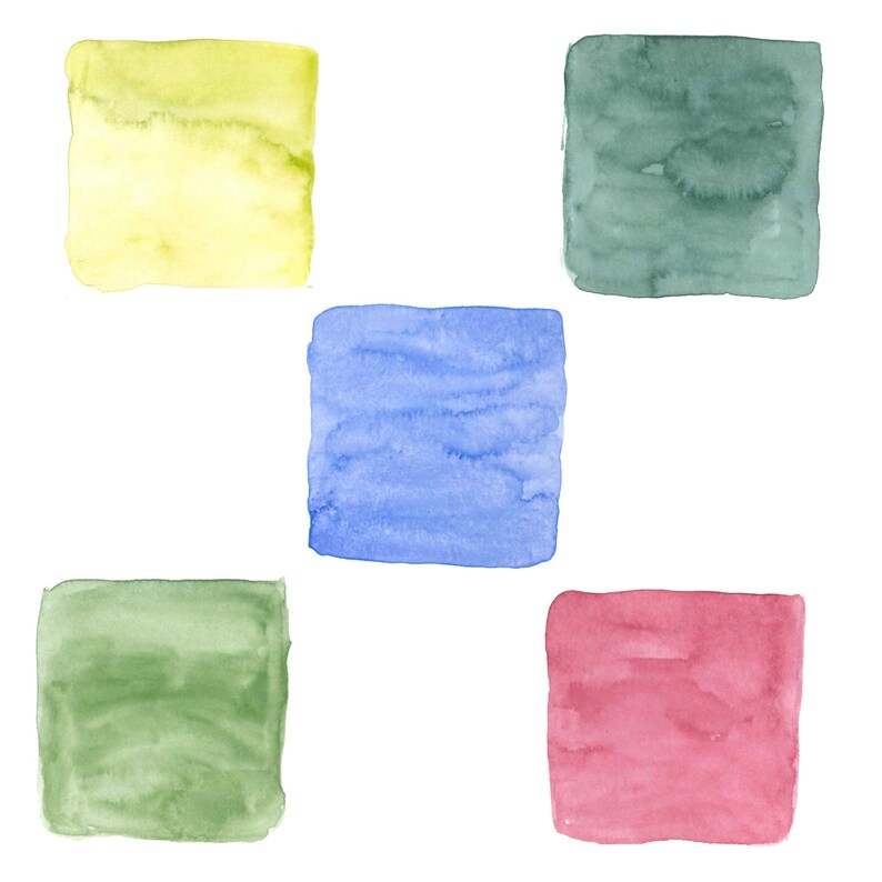 20 Handpainted Watercolor Squares Watercolor Colorful Etsy