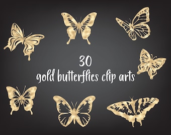 Mariposa dorada: 30 imágenes PNG (descarga instantánea)