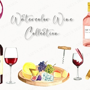 Wine & Cheese Clipart Set: Party Art Printables (PNG)
