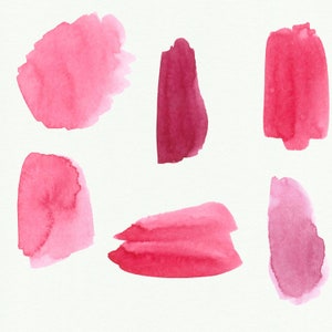 Light Pink Watercolor splash clipart, Pink watercolor brush strokes, Watercolor splotches, Logo watercolor elements image 2