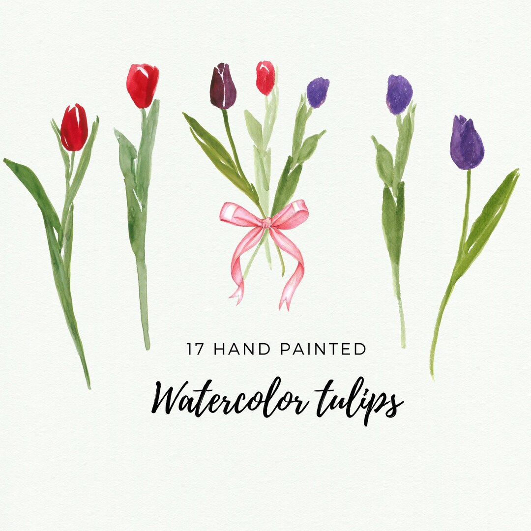 Watercolor Tulips Clipart: Spring Floral PNG (digital Download) - Etsy