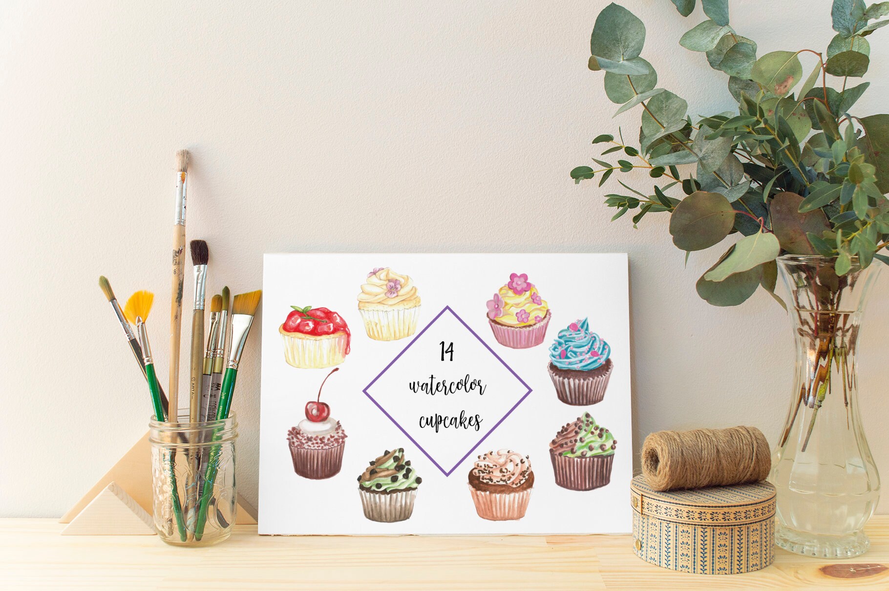 Watercolor Cupcakes Clipart Muffins Clipart Sweet Watercolor | Etsy ...