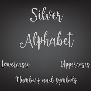 Silver Glitter Decorative Alphabet, Silver Alphabet Clipart, Alphabet Clipart, Glitter Alphabet PNG, Silver  Letters PNG