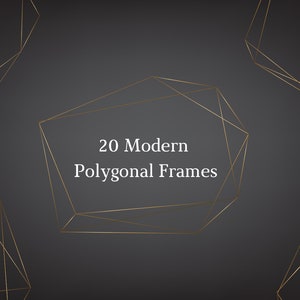 Moderne gold polygone Rahmen Clipart, dünne und elegante goldene Rahmen, glänzende Goldrahmen, Rahmen für Hochzeitseinladung