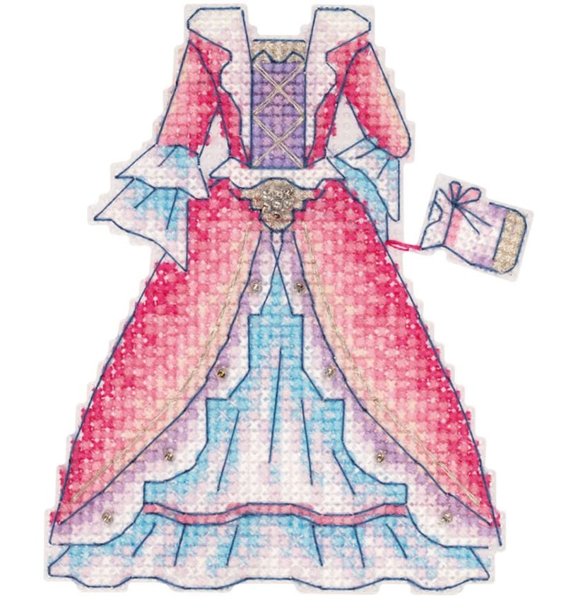 Cross stitch Needle embroidery kit Princess with 3 dresses Free standing embroidery