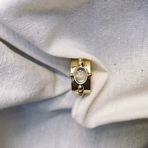 Hand hammered textured Oval shape Moonstone Ring