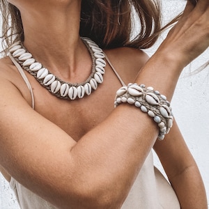 Vintage Papua Kauri Muschel Halskette Tropical Strand Schmuck Einzigartige Boho Chic Geschenk