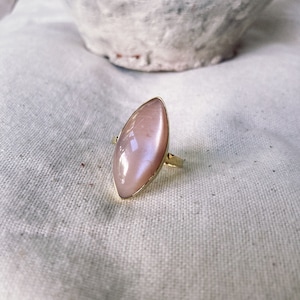 Golden shimmer Cream pink Moonstone Ring image 1