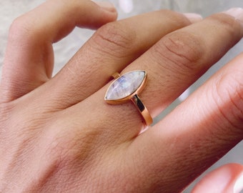 Eye shape marquise dainty Moonstone ring