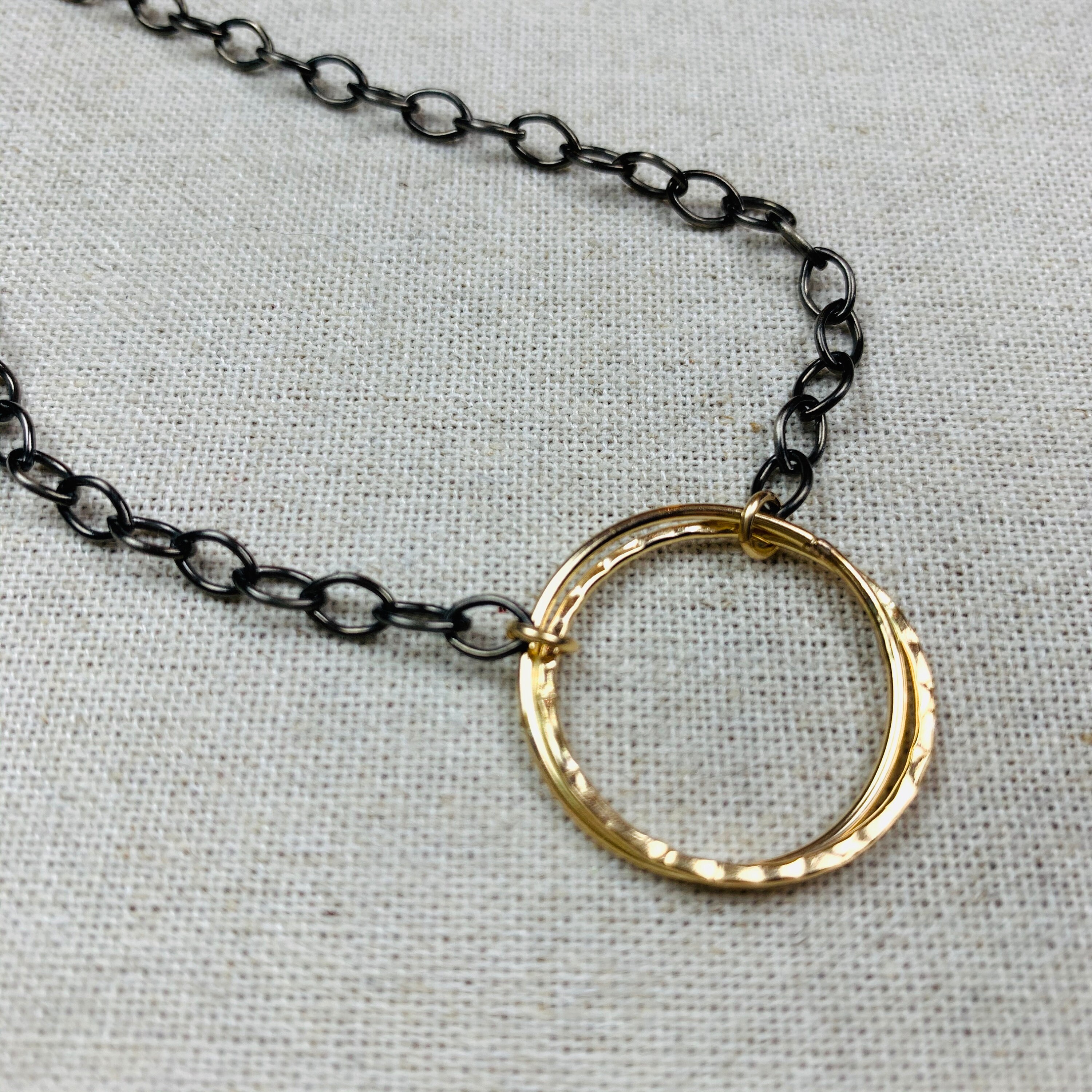 Oxidized Silver and Gold Chain Necklace Etsy
