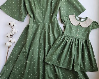 Polka Dot Mom and Daughter Matching Cotton Dresses: Family Outfit Mothers Day Gift As Mommy as Me