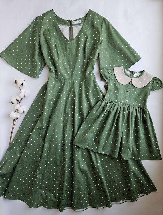 Polka Dot Mom and Daughter Matching Cotton Dresses: Family Outfit Mothers Day Gift As Mommy As Me