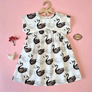 Swan baby dress Black and white dress Baby dress Christmas gift Thanksgiving dress Girls dress Kids dress Mommy and me