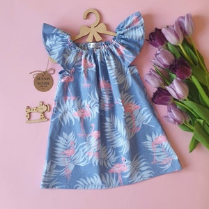 Vestito coordinato per bambine Vestito per bambine Vestito fenicottero Abbigliamento per bambine Vestito coordinato per bambine Vestito mamma e me Outfit look famiglia