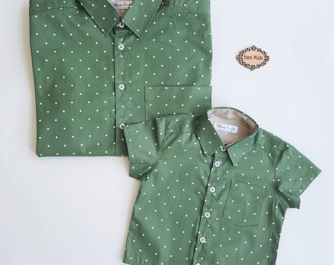 Dad and Son Matching Shirts: Green Polka Dot Outfit Fathers Day Gift As Daddy As Me Daddy and Me Outfit