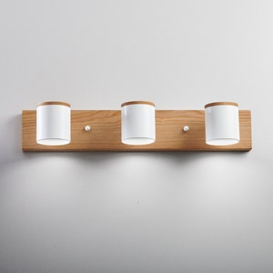 Wooden vanity lighting White bathroom light