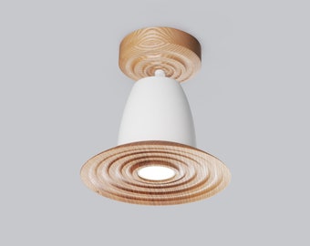 White wooden lighting Carved ceiling lamp  Industrial bathroom light