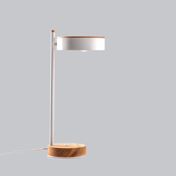 White bedside light Midcentury modern table lamp