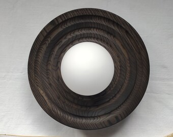 Round wooden wall sconce Black Carved light Bedroom lighting