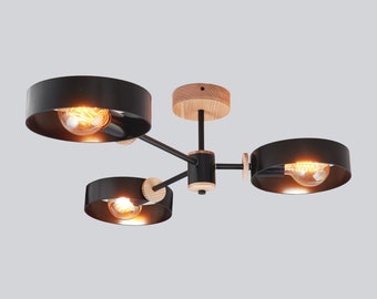 Midcentury chandelier Black Pendant lighting Mid Century Modern