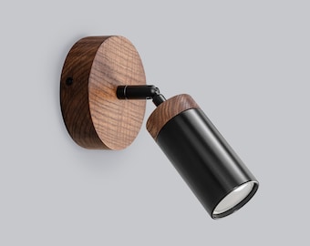 Wall sconce Black walnut Bathroom wall lighting Industrial light