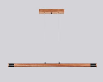 Walnut LED linear light Wooden line chandelier Kitchen island lighting