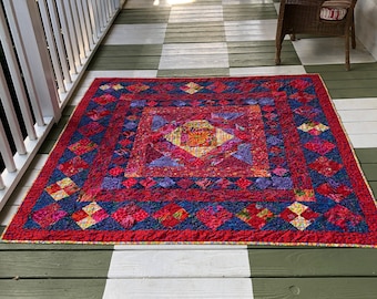 Kaffe Fassett Quilt: English Knot Garden, Reds & Blues, 69" x 69"