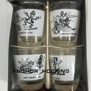 NOS 1950s Vintage Barware Novelty Shot Glasses Original Box