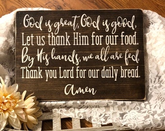 God is great, God is good painted wood sign, Painted rustic sign, 11" x 16"