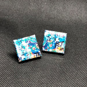 Square Abstract Graffiti Earrings