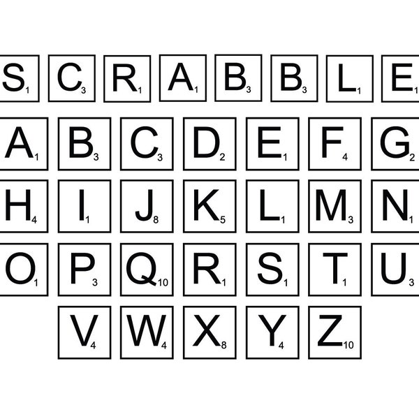 SCRABBLE TILES SVG-Dateien, Scrabble-Kacheln-Svg-Dateien für Cricut, Scrabble-Kacheln Clipart, Scrabble-Buchstaben-Svg