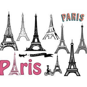 PARIS and EIFFEL SVG Bundle, Paris and Eiffel Clipart Files, Paris and Eiffel Svg for Cricut